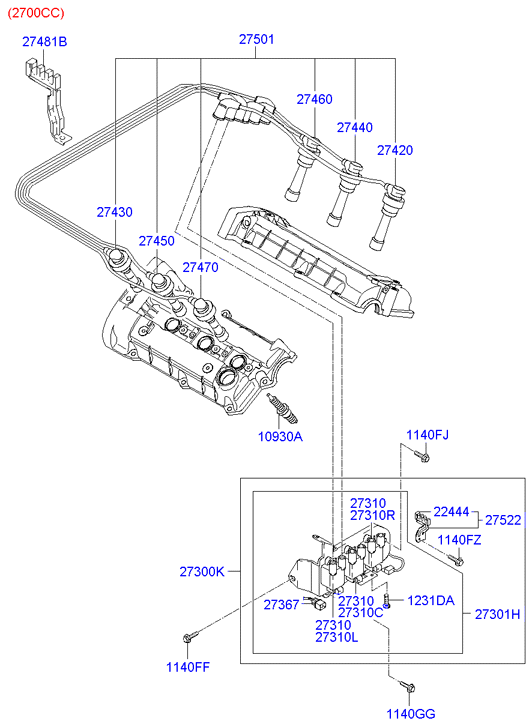 KIA 27430-23700 - Kit de câbles d'allumage cwaw.fr