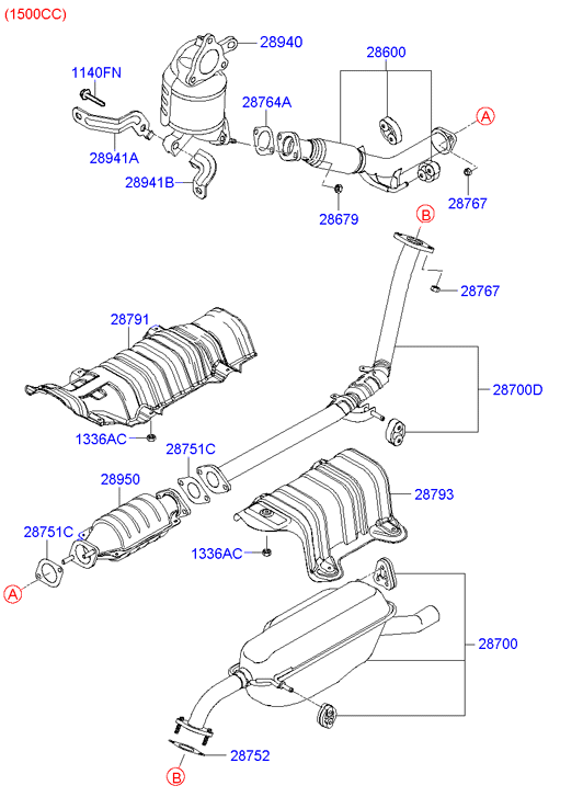 KIA 28751 25000 - Joint d'étanchéité, tuyau d'échappement cwaw.fr