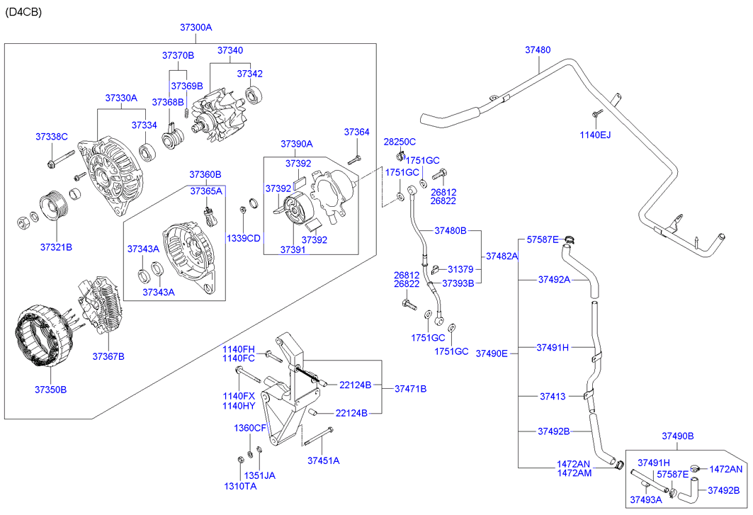 KIA 37300-4A003 - Alternateur cwaw.fr