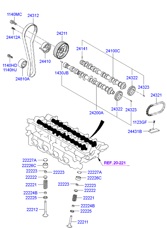 Hyundai 22224-22000 - Jeu de joints d'étanchéité, tige de soupape cwaw.fr