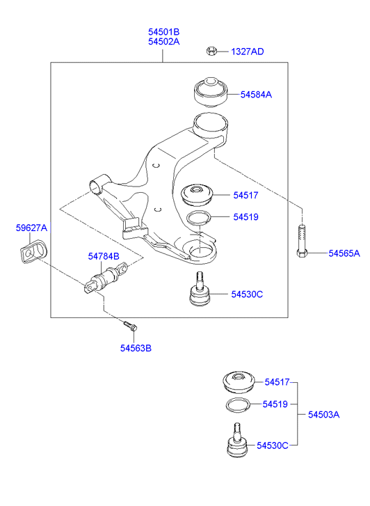 Hyundai 54501-2D000 - Bras de liaison, suspension de roue cwaw.fr