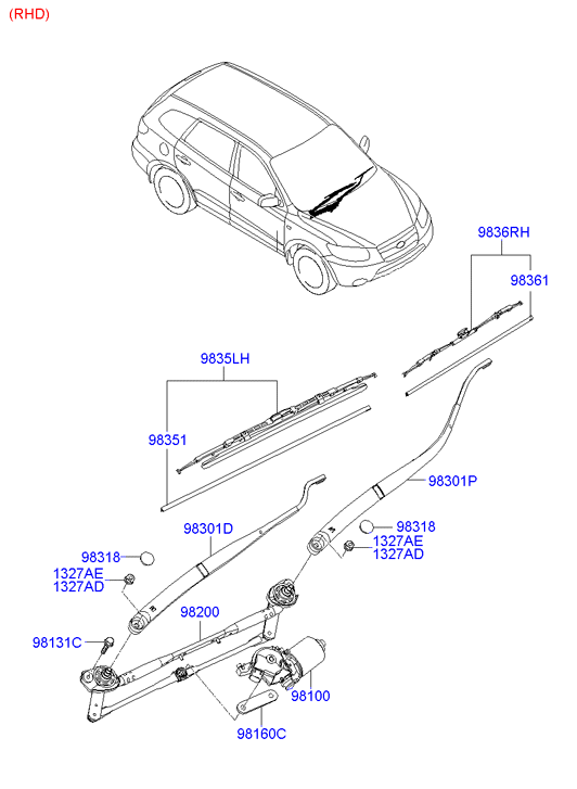 Hyundai 983502B010 - Balai d'essuie-glace cwaw.fr