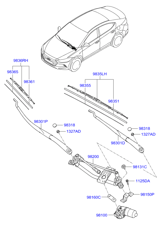 Hyundai 983602S000 - Balai d'essuie-glace cwaw.fr