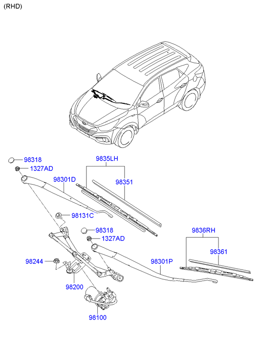 Hyundai 983502Y000 - Balai d'essuie-glace cwaw.fr