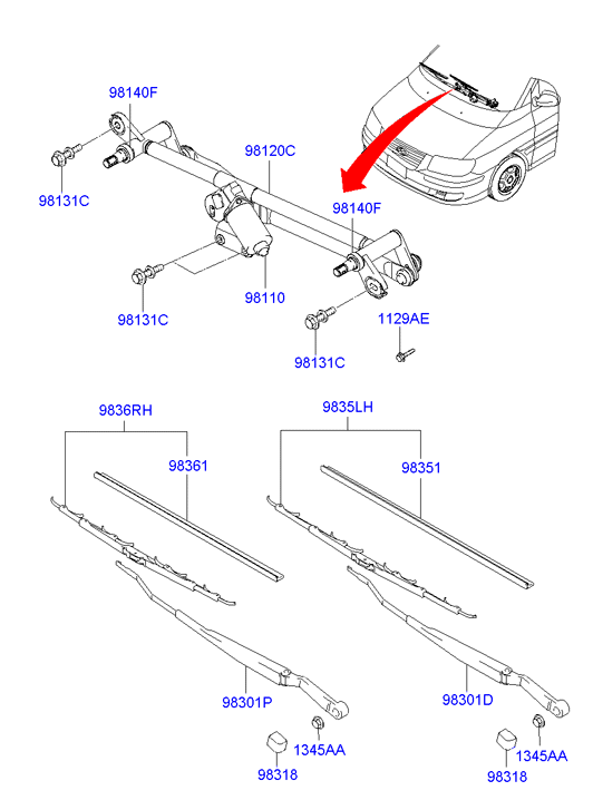 Hyundai 9836017000 - Balai d'essuie-glace cwaw.fr