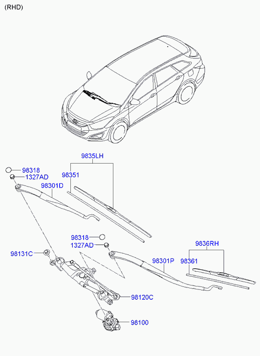 KIA 98350-3Z000 - Balai d'essuie-glace cwaw.fr