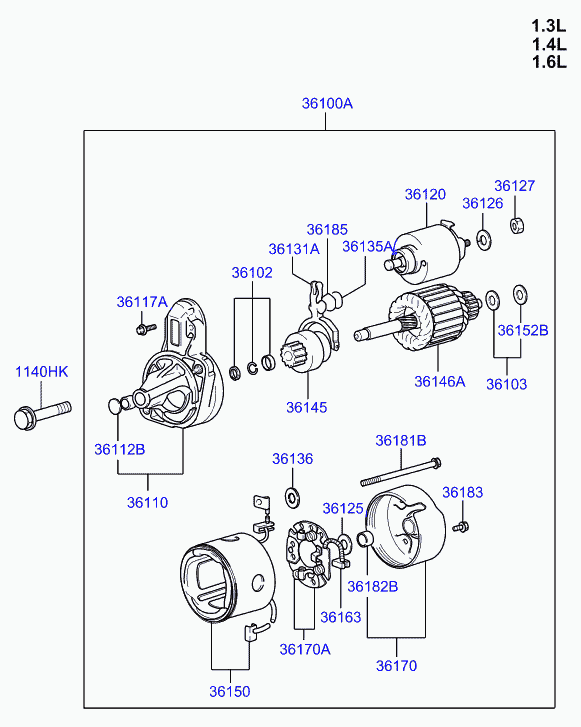 KIA 36100-22800 - Démarreur cwaw.fr