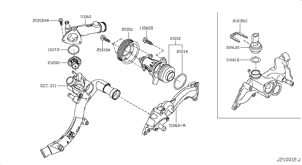 NISSAN 21306-00QAH - Joint d'étanchéité, thermostat cwaw.fr