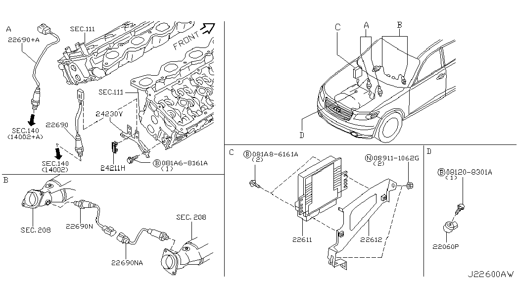 NISSAN 226A1-AM601 - Sonde lambda cwaw.fr