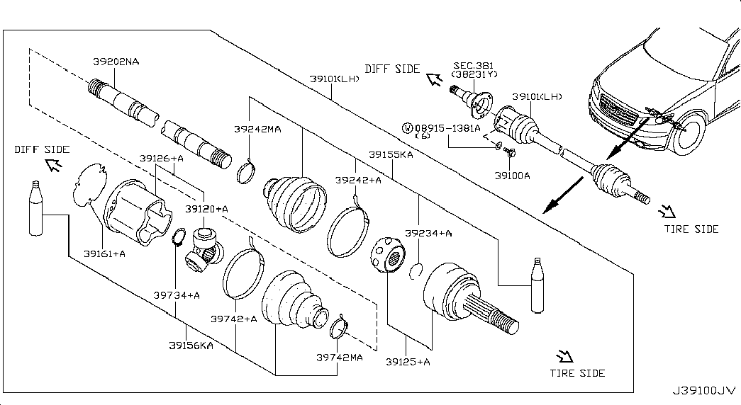 NISSAN 39711-64E00 - Jeu de joints, arbre de transmission cwaw.fr