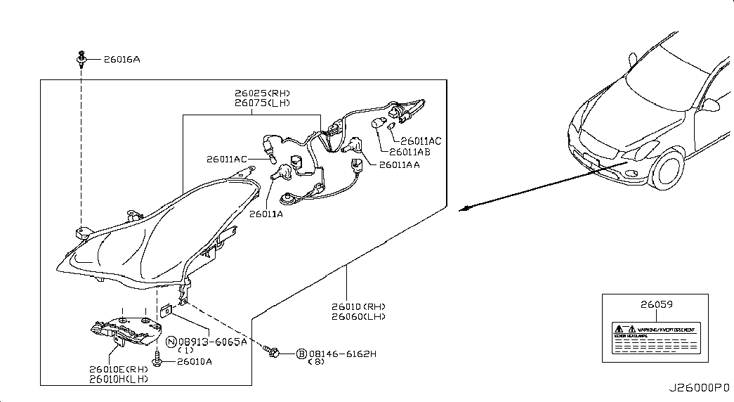 NISSAN 26296-8990A - Ampoule, éclairage de virage cwaw.fr