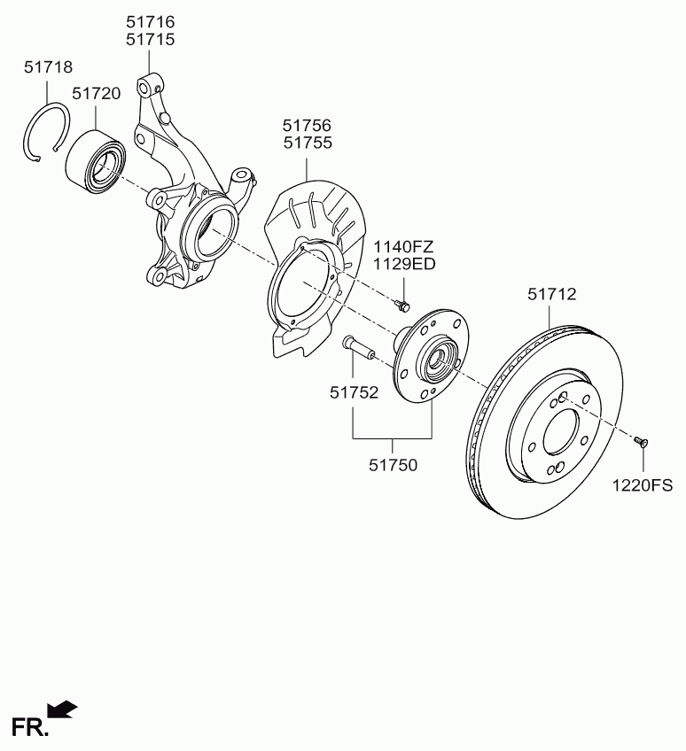 Hyundai 51720-0Q000 - Kit de roulements de roue cwaw.fr