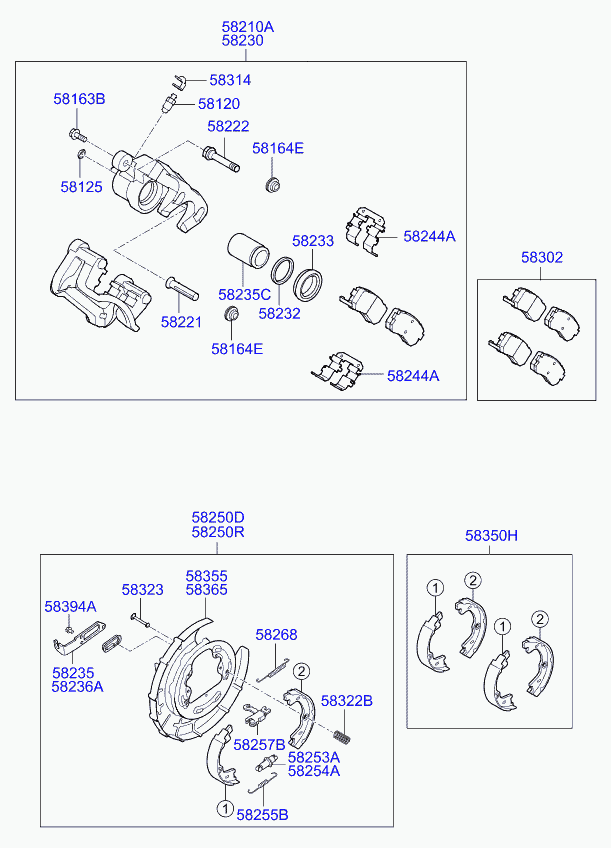 Hyundai 58302-1HA00 - Kit de plaquettes de frein, frein à disque cwaw.fr