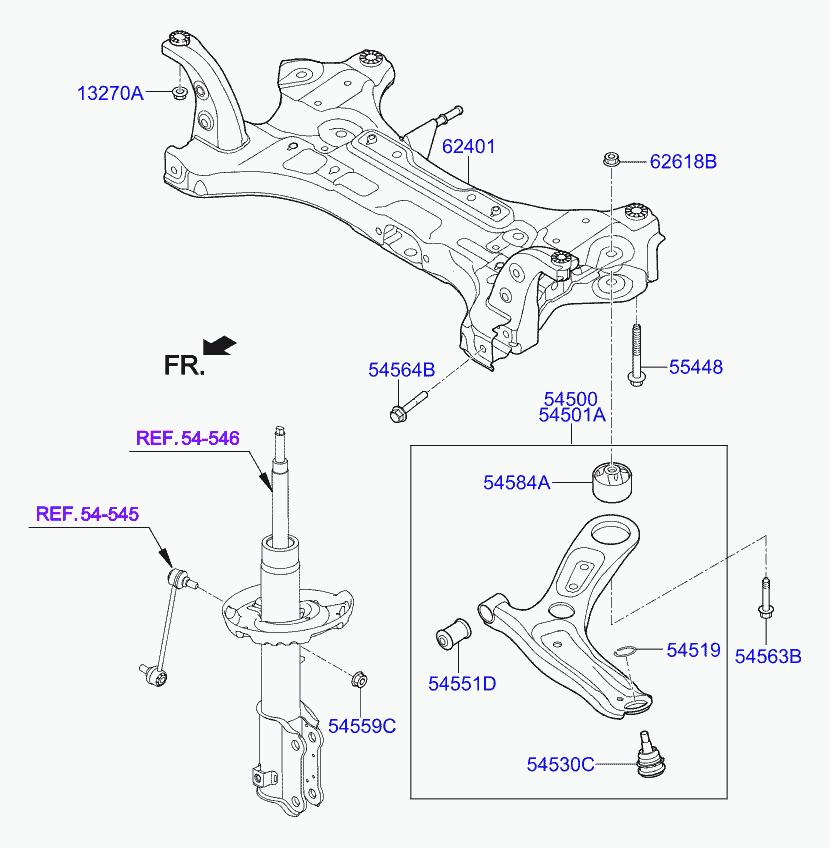 Hyundai 54501H5000 - Douille de palier, bras transversal cwaw.fr