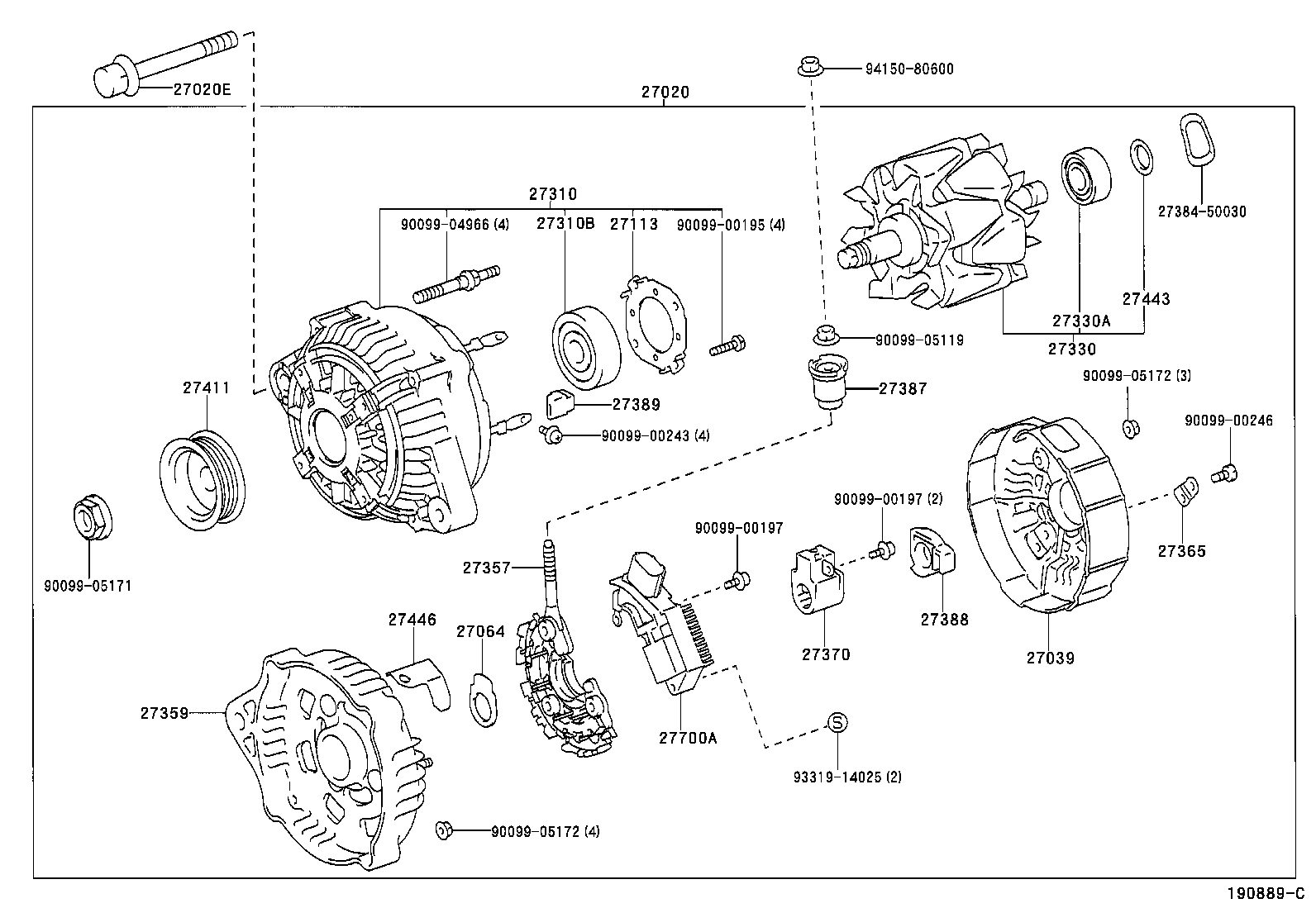 TOYOTA 27060-70500 - Alternateur cwaw.fr