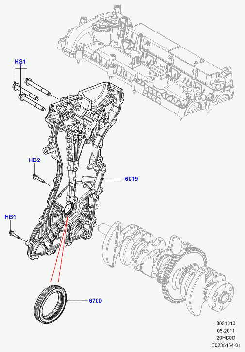 Land Rover LR0 25013 - Bague d'étanchéité, vilebrequin cwaw.fr