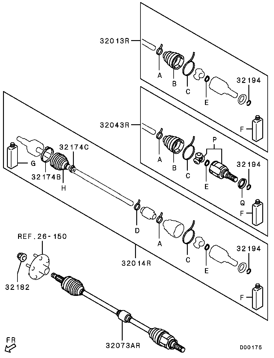 Mitsubishi 3815A224 - Jeu de joints, arbre de transmission cwaw.fr