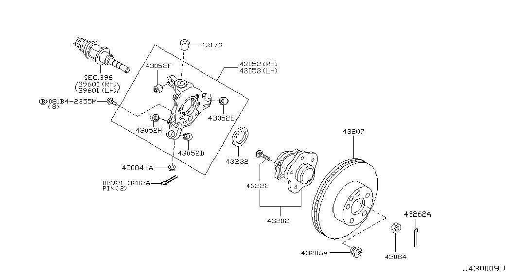 NISSAN 43202 EH00A - Kit de roulements de roue cwaw.fr