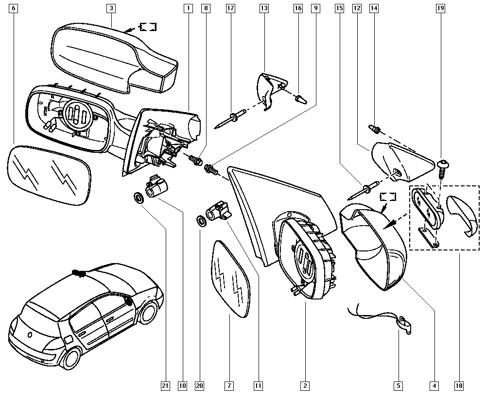 RENAULT 77 01 054 685 - Rétroviseur extérieur cwaw.fr