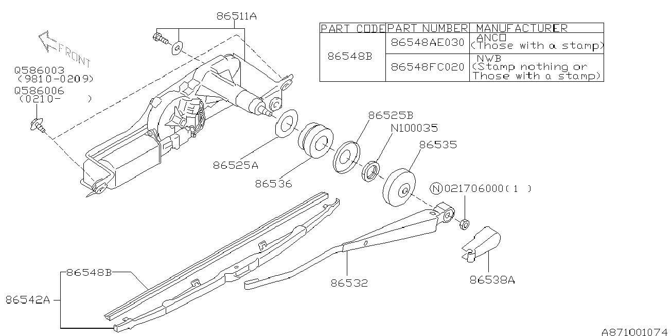 Subaru 86542AE070 - Balai d'essuie-glace cwaw.fr