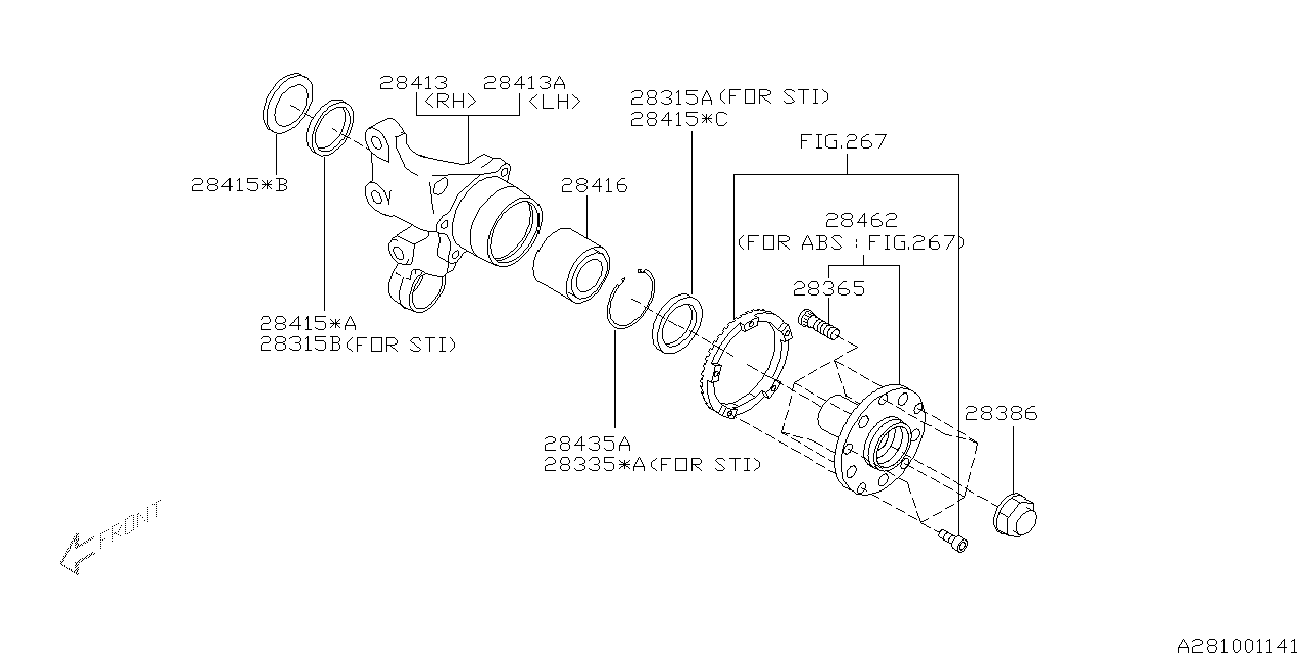 Subaru 28016-FC001 - Kit de roulements de roue cwaw.fr