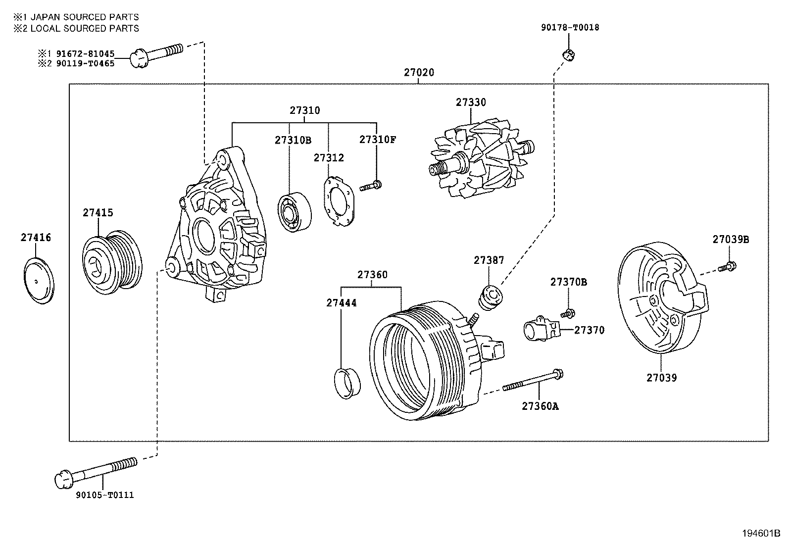 TOYOTA 27415-0L050 - Poulie, alternateur cwaw.fr