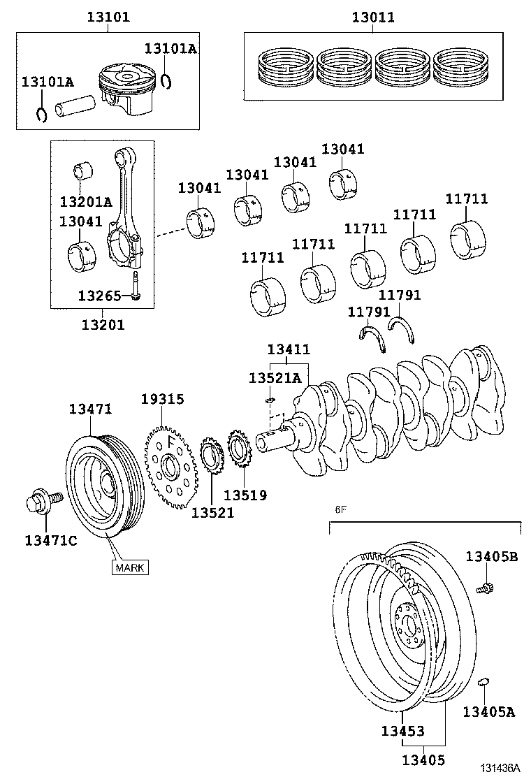 TOYOTA 13011-37130 - Jeu de segments de pistons cwaw.fr