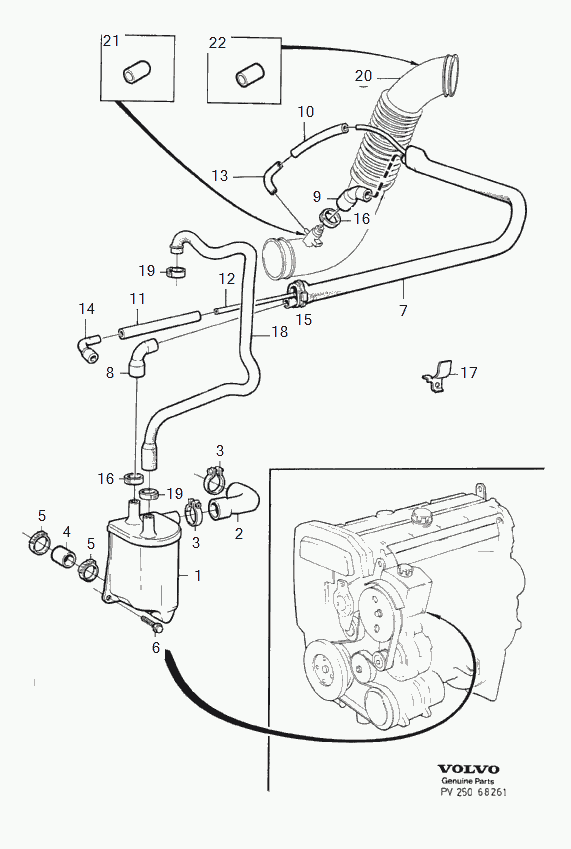 Volvo 977964 - Séparateur d'huile, prise de recyclage des gas de carter cwaw.fr